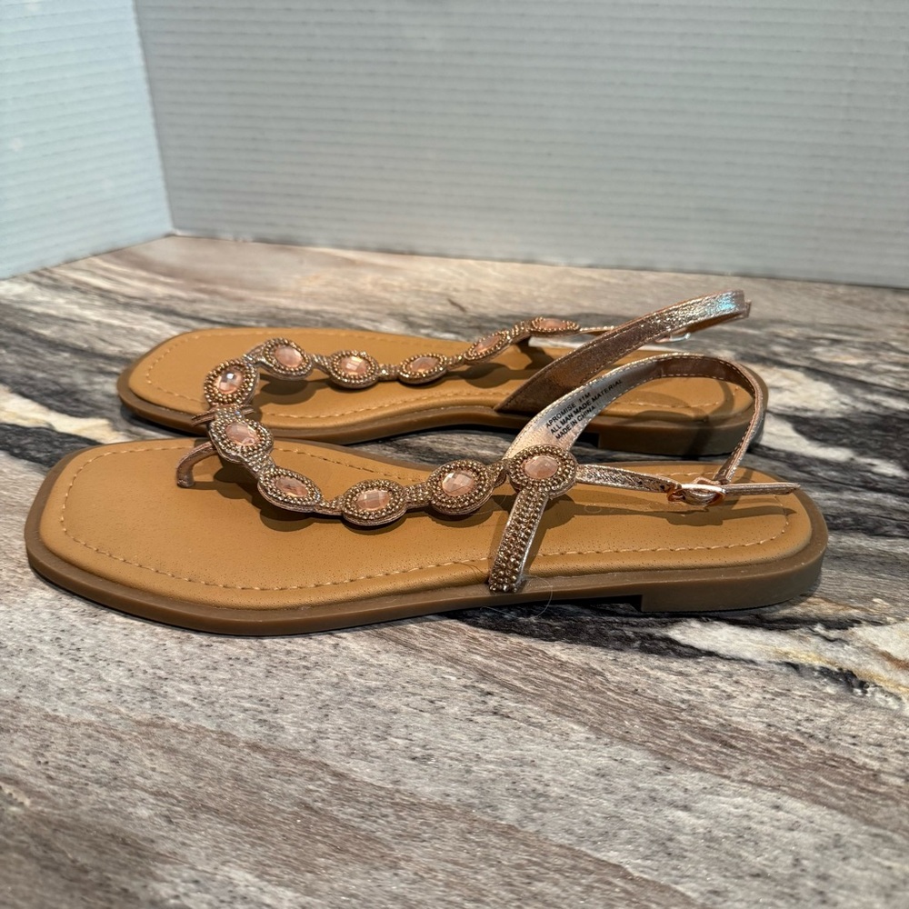 ANDIAMO Rhinestone Slingback Wrap Thong Sandals Womens Size 11. Pre-loved